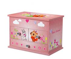 SONGMICS Boîte à Bijoux Musicale avec Ballerine, Coffret à Bijoux pour Fille, avec Tiroirs, Miroir, Rangement de Bijoux, Rose JMC004PK