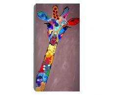 HIMAmonkey 100% Tableau Peinture Huile sur Toile Moderne Art Decoration Mural Peinture Girafe Tableau Acrylique Peint à la Main avec Cadre Bois,16*32(40 * 80cm)