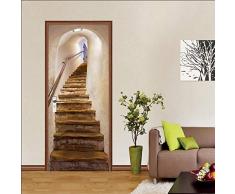 Sticker De Porte Trompe loeil Effet 3D Intérieure Papier Peint Peintures Imperméable Amovible Autocollants Escaliers 90 * 200Cm