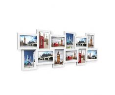 SONGMICS Cadre Photo Pêle-mêle, Mural en MDF Capacité de 12 Photos 10 x 15 cm, Nécessite Assemblage, Blanc RPF22W