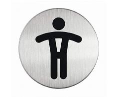 Durable 490523 Plaque dInformation Pictogramme Rond 83 mm en Acier Brossé Inoxydable WC Toilettes Hommes Lot de 5