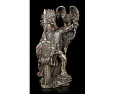 Statuette indienne en forme daigle - Décoration western - Sculpture - Aspect bronze - Hauteur 21,5 cm