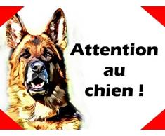 creosoleil Plaque Aluminium Attention Chien Berger Allemand 15x20cm
