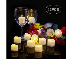 Bougies a Led Flamme Vacillante Blanche Bougie Électrique Pile CR2032 Idéales pour Table Fête Soirée Anniversaire Mariage Noël - 12pcs