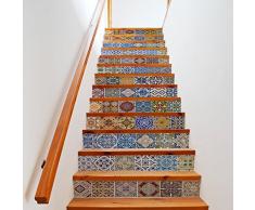 EXTSUD Set de 13 Pcs Sticker Carrelage Sticker Escalier Mosaïque DIY Autocollant Mural Style Mexicain 100x18cm/pcs
