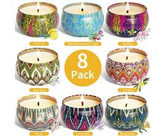 McNory 8pcs Bougie Parfumée Ensemble Cadeau, Bougies 100% en Cire De Soja Naturelle de Décompression,Mariage,Bath,Yoga,Cadeau Noël Cadeau de Fête des Mères et La Saint-Valentin