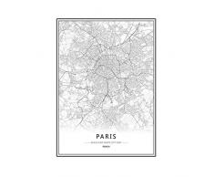 LUFA Londres New York, Paris Toile Peinture murale du monde Carte de la ville affiche blanche noire Résumé squelette Huile Unframed Dessin