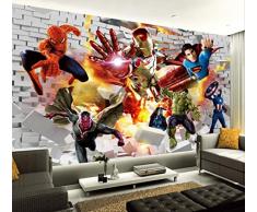 Avengers Papier Peint 3d Photo Papier Peint Hulk Iron Man Superman Murale Garçon Chambre Briques Papier Peint Pour Murs Tv Toile De Fond Décor Largeur200cm * Hauteur200cm