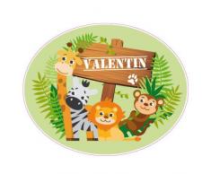 Sticker Porte Prénom Personnalisable Jungle - Dimensions 20x25cm - Adhesif Permanent Brillant