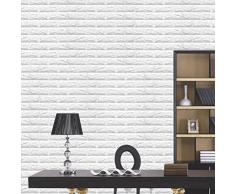 Nunubee 3D Motif de Briques Tile Mur Stickers Polyéthylè Éponge Stickers Muraux DIY Auto-Adhésif Autocollants Imperméable Papier Peint Décoration pour la Maison Bureau Grande Brique