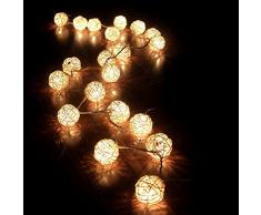 ionlyou Guirlande Lumineuse avec 20 LED Boule Rotin Sepak Takraw Lumières USB Powered Décoration Noël, Mariage, Party (blanc chaud)