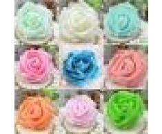 Lot 50pcs Fleurs Mousse Rose Artificielle Tête Mariée Bouquet Décoration Mariage Partie - Blanc, 6-7cmx 3.5cm