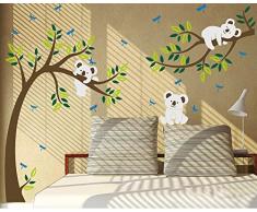 Autocollant mural Koala sur une branche darbre, multicolore, 80W x 112H