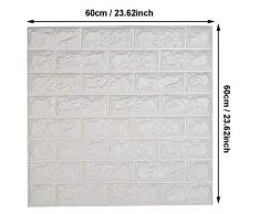 12pcs Stickers Muraux 3d Brique,WANWEITONG 3D Papier Peint Brique, DIY Auto-Adhésif Autocollants Imperméable Stickers Imitation Brique Décoration pour le Bureau à la Maison de Salon (12 Pièce, Blanc)