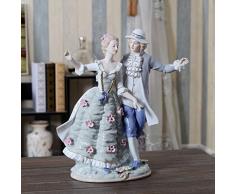 Sculpture Statuette Sculpture Couple Céramique Porcelaine Antique Noblesse Européenne Statue dart pour Les Amateurs Salon Table Accessoires De Noël Ornements Bar Bureau Cadeaux
