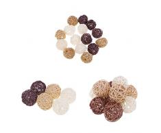 IPOTCH 31 Pièces Boules de Décoration Suspendu en Rotin Naturel Mixtes Décoratives pour Sapin de Noël - 3cm 5cm 7cm