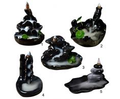 OULII Brûleur d’encens en céramique d’encens porte - céramique glaçure encens fumée cône brûleur disconnecteur encensoir tour titulaire (noir)