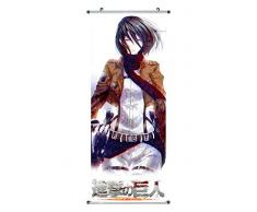 CoolChange Poster/Kakemono Attaque des Titanes en Tissu, 100x40 cm, Dessin: Mikasa Ackerman