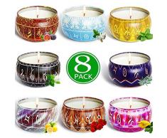 AMAYGA 8 Pack Bougie Parfumée Ensemble Cadeau, Bougies 100% en Cire De Soja Naturelle de Décompression,Mariage,Bath,Yoga,Cadeau Noël Cadeau de Fête des Mères et La Saint-Valentin