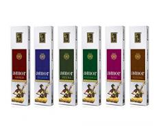 Amor Premium Series Aroma Sticks - améliore la qualité de vie - parfumée Sticks Apt pour lutilisation à la maison ou au travail - Paquet de 6 Pleasant Joss Sticks - 20 Bâtonnets dencens par boîte