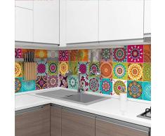 60 Stickers muraux Cuisine - Sticker Mural - Carreaux de Ciment adhésif Mural - Stickers Muraux azulejos - Sticker Carrelage adhesif Mural Salle de Bain 10 x 10 cm - 60 PCS Carreau de Ciment adhesif