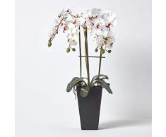 Homescapes Fleur artificielle Orchidée coloris Blanc Pot Cubico Noir 70 cm