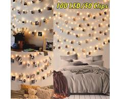 Guirlande Lumineuse Photo - 10M 100LED Guirlande Porte Photo Mural Guirlande Pince Lumineuse Interieur Chambre Accroche Photo Clip
