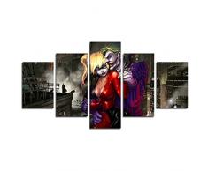 Leyruk 5 Pièce Dark Knight Joker et Harley Quinn Film peintures sur Toile pour Salon Home Decor Canvas Art Mur Affiche (No Frame) sans Cadre HF72 Size:50 inch x30 inch