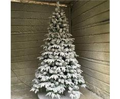 Sapin floqué, Blanc Sapin de noël Artificiel Unlit Socle en métal Matériau PVC Montage Facile Arbre de Noel-B 1.5m/4.9 ft