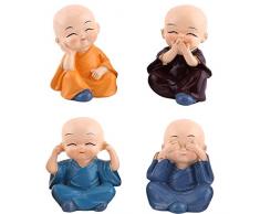 Ouinne 4 Morceaux Statuette de Bouddhiste, Bouddha Statue Figurine Statuette Voiture Maison Décor Noël Cadeau