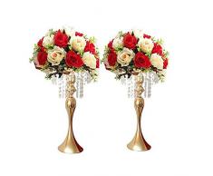 LANLONG 2pcs 43cm (17) Haut Centre de Table de Mariage, bougeoir, Chandelier, Support de Fleur de Route de Route, décoration de Noël de Maison (Or, 17)