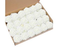 Awtlife Lot de 60 roses artificielles pour bouquets de mariage, fête prénatale, décoration de la maison