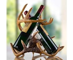 DAJIADS Statue,Statues,Statuette,Sculptures,Vintage Sculpture Buckhorn Titulaire Vin Porte-Bouteille Bois Résine Décoration Ornement pour Le Bar lart Et LArtisanat Présent Accessoires