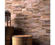 NEWROOM Papier peint pierres brique marron mur pierre moderne intissé Loft Industriel