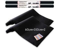Stickers Tableau Noir Ardoise - Tableau Noir Autocollant Repositionnable - 60cm x 310cm x 2rouleau 10 craies - Ezigoo