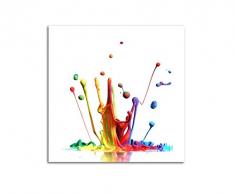 Impression sur toile abstraite multicolores Spritzer blubb sur toile et châssis. Meilleure Qualité, Fait Main en Allemagne. 50 x 50 cm