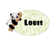Sticker De Porte Personnalisable avec Le Prénom de Votre Enfant - Pandi Panda - Dimensions 25 x 14,9 cm - Adhésif