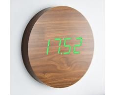 Gingko Click Clock Noyer Horloge Murale LED Vert