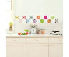 Ambiance-Sticker 12 Stickers Adhésifs carrelages | Sticker Autocollant Carrelage - Stickers muraux carreaux de ciment 10 x 10 cm - 12 Pièces