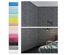 KINLO Sticker 3D Brique Mural Autocollant 5pcs 77 x 70 cm Adhesif Papier Peint Décoration Maison Salon Cuisine Panneau DIY Mousse Imperméable Moderne - Gris Elégant