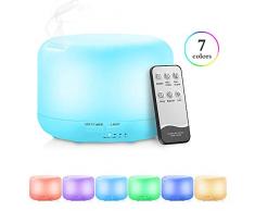 tronisky Diffuseur Dhuiles Essentielles 300ml Humidificateur dair Ultrasonique Brume Fraîche Diffuseur de Arôme Parfum Aromathérapie avec 7-Couleurs LED pour Chambre Bureau Yoga Spa Massage