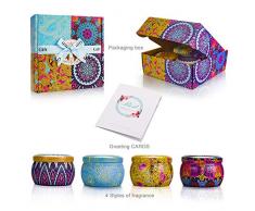 YUE GANG Bougies Parfumées Ensemble 5,65 oz Cire De Soja Bougie pour la Vie de Famille, Aromathérapie Bougies pour la Fête des Mères,Anniversaire,et Utilisation Quotidienne 4 Pack