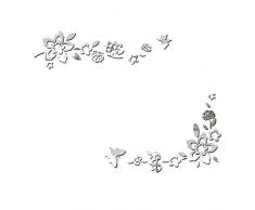 Ufengke® 3D Fleurs Diagonales Effet De Miroir Stickers Muraux Design À La Mode Art De Décalque Décoration De La Maison Argent