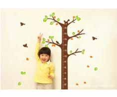 ufengke® Petit Arbre de Création Toise Sticker Mural(0-170cm), de Mignons Écureuils et Les Oiseaux, la Chambre des Enfants Pépinière Autocollants Amovibles