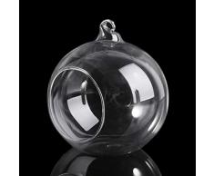 Hergon 1 pcs clair à suspendre Boule de boules de Noël en verre Photophore Bougie, décoration de mariage,