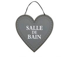 chemin_de_campagne Plaque de Porte Salle de Bain Fer Style Ancien Gris Cœur 13 cm