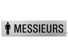 OFFORM Plaque de porte en acier inox brossé, pictogramme "Messieurs" 160 x 40 mm No.8618