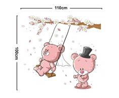 ufengke® Rose Mignon Porte Arbre Fleur Stickers Muraux, La Chambre des Enfants Pépinière Autocollants Amovibles