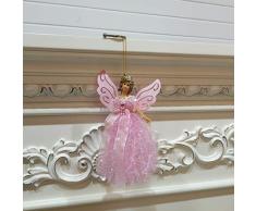 duquanxinquan Noël Cimier Traditionnel de Sapin de Noël Ange,Arbre De Noël Pendentif,Mini Ange avec Ailes Pendentif, Poupée De Noel pour Décorations De Noël Ornement d'arbre De Noël