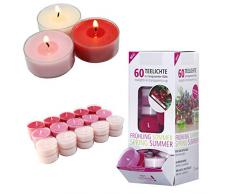 Smart-Planet® Ambiente Lot de 60 Bougies Chauffe-Plat dans Un Distributeur de Cerises Sauvages Transparent 4 Heures de Combustion
